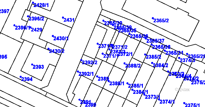 Parcela st. 2371/1 v KÚ Litoměřice, Katastrální mapa