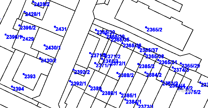 Parcela st. 2371/2 v KÚ Litoměřice, Katastrální mapa