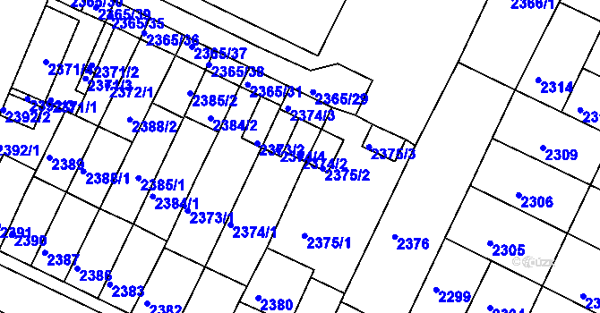 Parcela st. 2374/2 v KÚ Litoměřice, Katastrální mapa