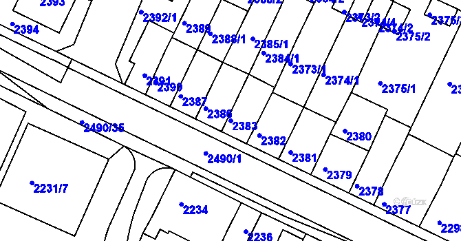 Parcela st. 2383 v KÚ Litoměřice, Katastrální mapa
