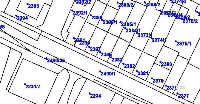 Parcela st. 2386 v KÚ Litoměřice, Katastrální mapa