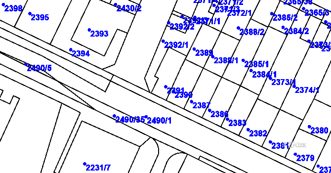 Parcela st. 2391 v KÚ Litoměřice, Katastrální mapa