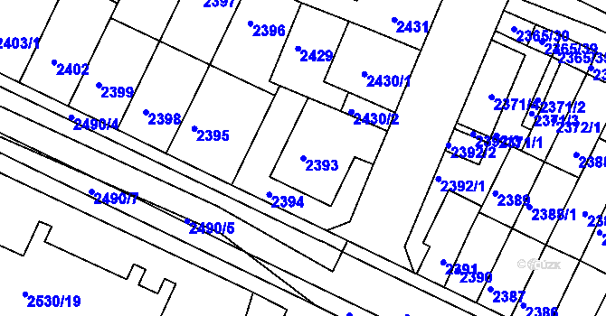 Parcela st. 2393 v KÚ Litoměřice, Katastrální mapa