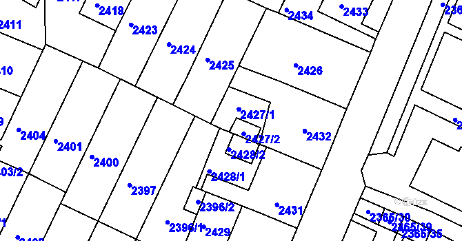 Parcela st. 2427 v KÚ Litoměřice, Katastrální mapa