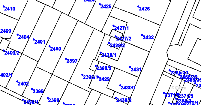Parcela st. 2428/1 v KÚ Litoměřice, Katastrální mapa