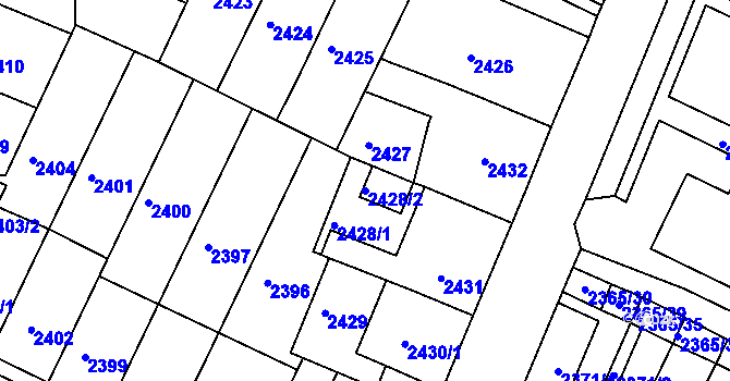 Parcela st. 2428/2 v KÚ Litoměřice, Katastrální mapa