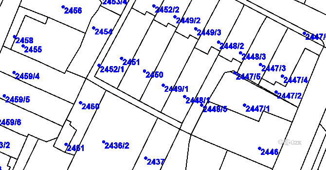 Parcela st. 2449/1 v KÚ Litoměřice, Katastrální mapa