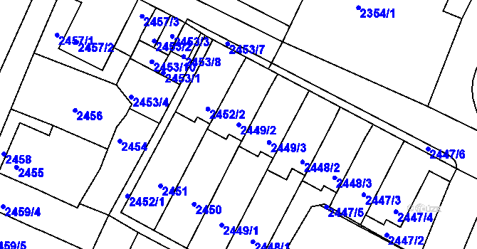 Parcela st. 2449/2 v KÚ Litoměřice, Katastrální mapa