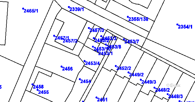 Parcela st. 2453/1 v KÚ Litoměřice, Katastrální mapa