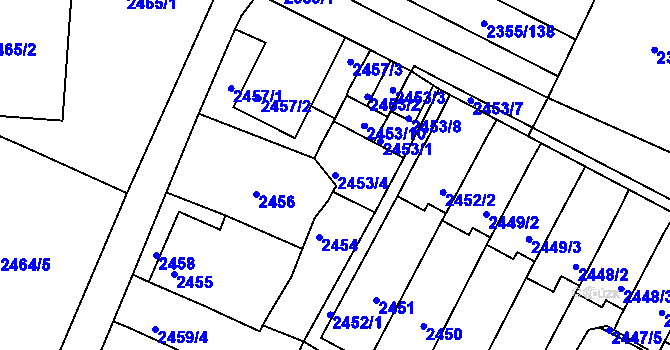 Parcela st. 2453/4 v KÚ Litoměřice, Katastrální mapa