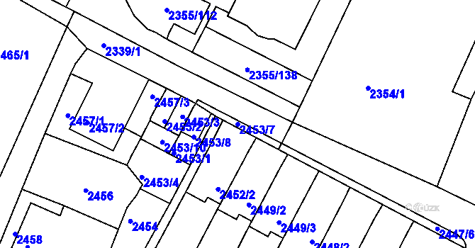 Parcela st. 2453/7 v KÚ Litoměřice, Katastrální mapa