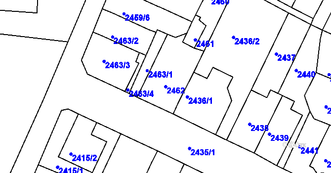 Parcela st. 2462 v KÚ Litoměřice, Katastrální mapa