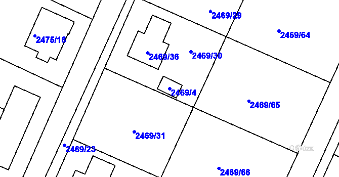 Parcela st. 2469/4 v KÚ Litoměřice, Katastrální mapa