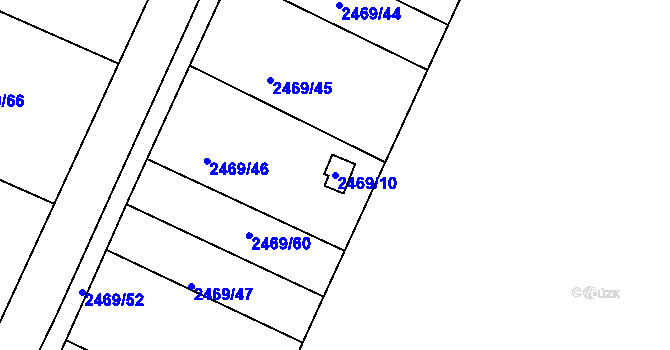 Parcela st. 2469/10 v KÚ Litoměřice, Katastrální mapa
