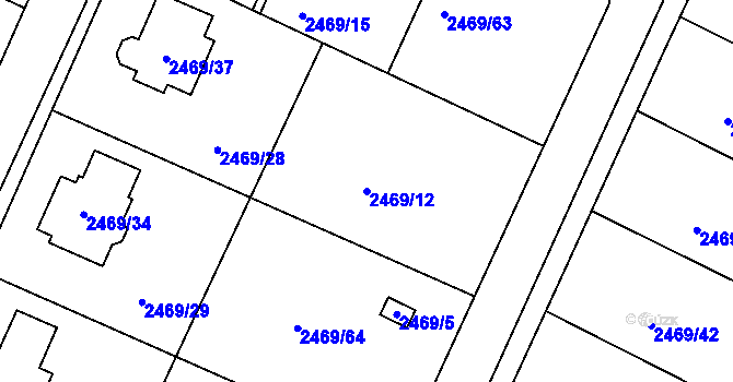 Parcela st. 2469/12 v KÚ Litoměřice, Katastrální mapa