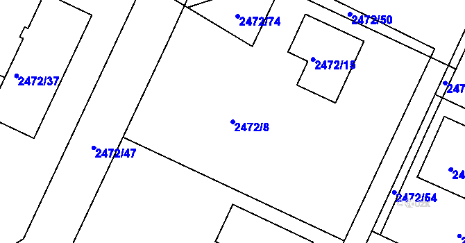 Parcela st. 2472/8 v KÚ Litoměřice, Katastrální mapa