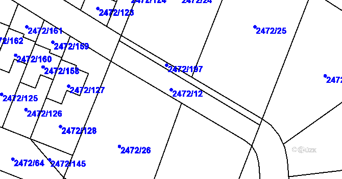 Parcela st. 2472/12 v KÚ Litoměřice, Katastrální mapa