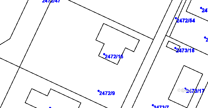 Parcela st. 2472/16 v KÚ Litoměřice, Katastrální mapa