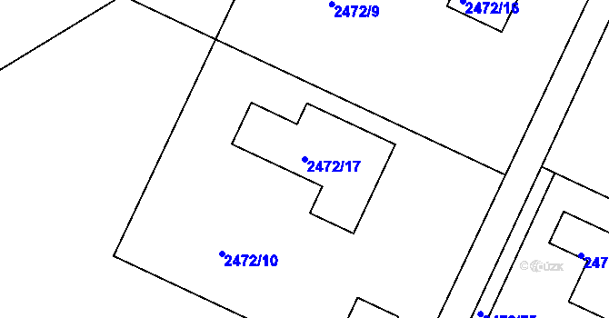 Parcela st. 2472/17 v KÚ Litoměřice, Katastrální mapa