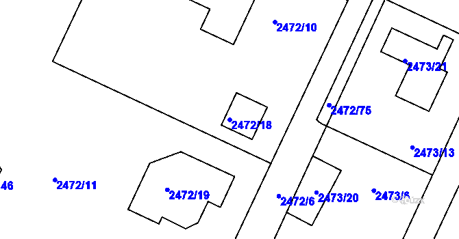 Parcela st. 2472/18 v KÚ Litoměřice, Katastrální mapa