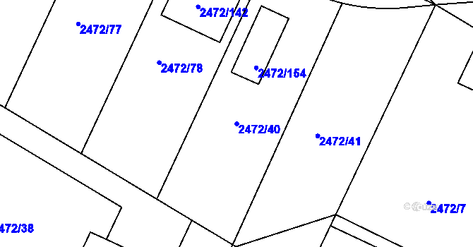 Parcela st. 2472/40 v KÚ Litoměřice, Katastrální mapa