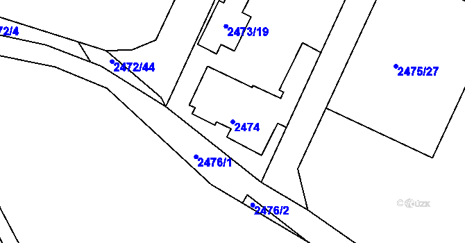 Parcela st. 2474 v KÚ Litoměřice, Katastrální mapa