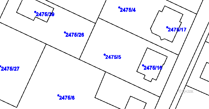 Parcela st. 2475/5 v KÚ Litoměřice, Katastrální mapa