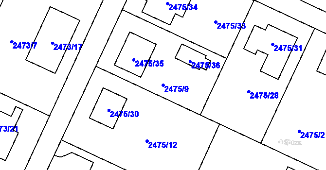 Parcela st. 2475/9 v KÚ Litoměřice, Katastrální mapa