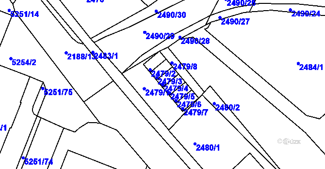 Parcela st. 2479/4 v KÚ Litoměřice, Katastrální mapa