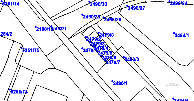Parcela st. 2479/5 v KÚ Litoměřice, Katastrální mapa