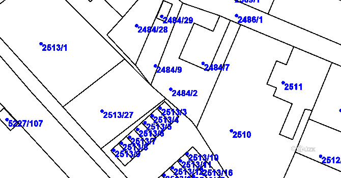 Parcela st. 2484/2 v KÚ Litoměřice, Katastrální mapa