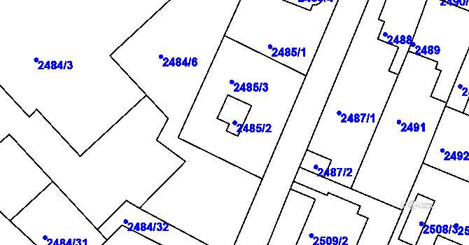 Parcela st. 2485/2 v KÚ Litoměřice, Katastrální mapa