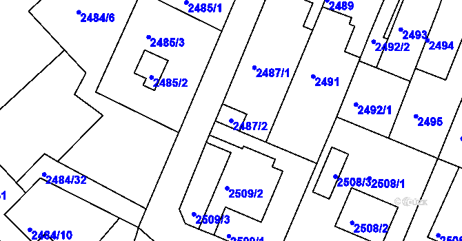 Parcela st. 2487/2 v KÚ Litoměřice, Katastrální mapa