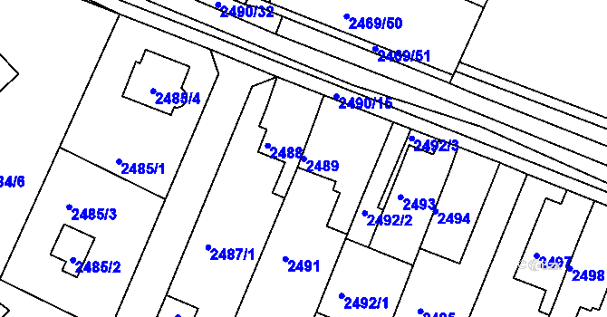 Parcela st. 2489 v KÚ Litoměřice, Katastrální mapa