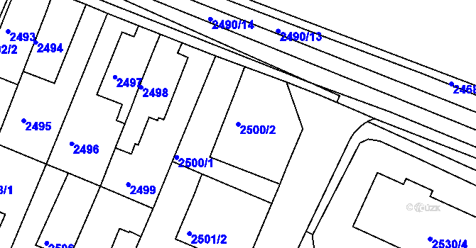 Parcela st. 2500/2 v KÚ Litoměřice, Katastrální mapa