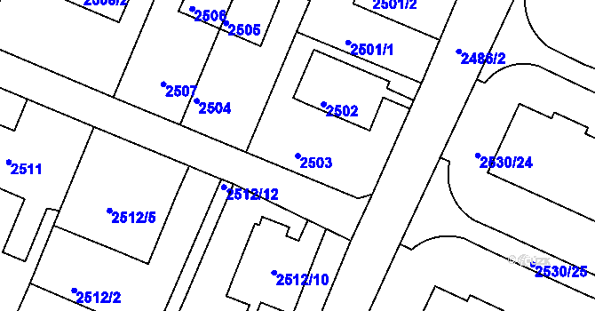 Parcela st. 2503 v KÚ Litoměřice, Katastrální mapa