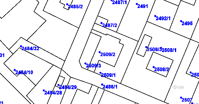 Parcela st. 2509/2 v KÚ Litoměřice, Katastrální mapa