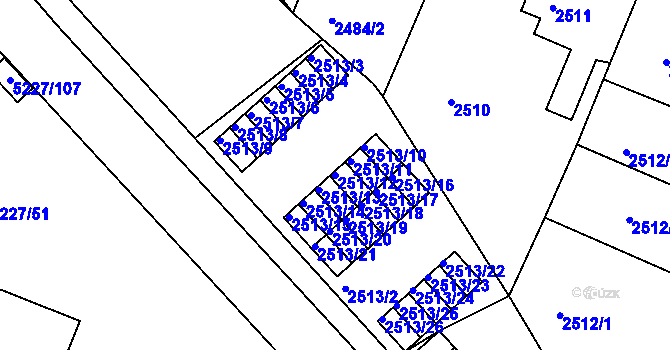 Parcela st. 2513/12 v KÚ Litoměřice, Katastrální mapa