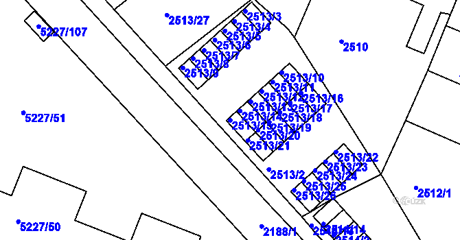 Parcela st. 2513/15 v KÚ Litoměřice, Katastrální mapa