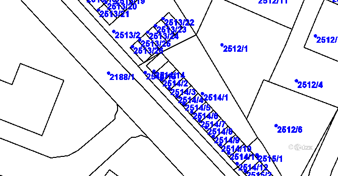 Parcela st. 2514/3 v KÚ Litoměřice, Katastrální mapa