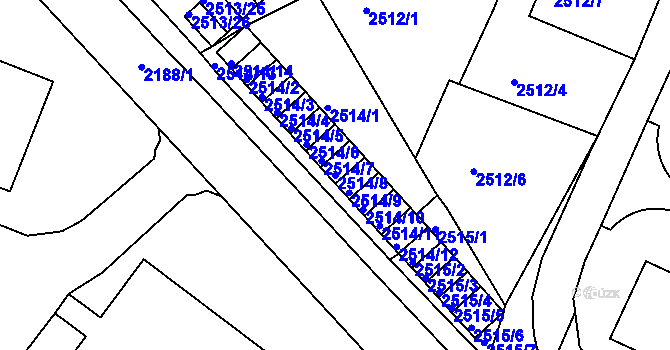 Parcela st. 2514/8 v KÚ Litoměřice, Katastrální mapa