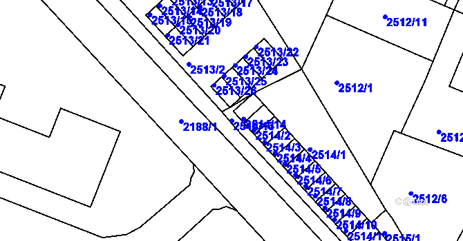 Parcela st. 2514/13 v KÚ Litoměřice, Katastrální mapa
