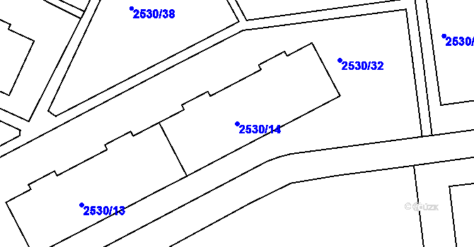 Parcela st. 2530/14 v KÚ Litoměřice, Katastrální mapa