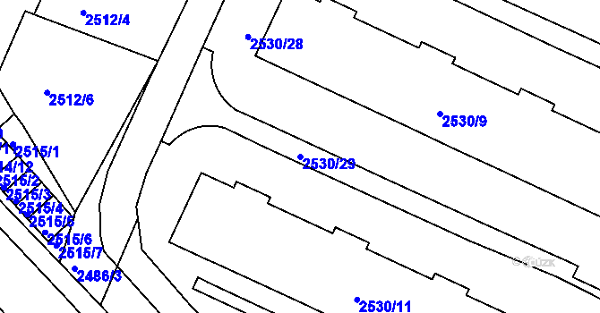 Parcela st. 2530/29 v KÚ Litoměřice, Katastrální mapa