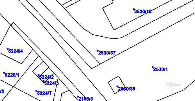 Parcela st. 2530/37 v KÚ Litoměřice, Katastrální mapa