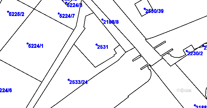 Parcela st. 2531 v KÚ Litoměřice, Katastrální mapa