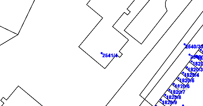 Parcela st. 2541/4 v KÚ Litoměřice, Katastrální mapa