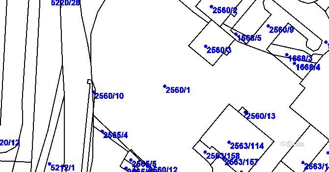 Parcela st. 2560/1 v KÚ Litoměřice, Katastrální mapa