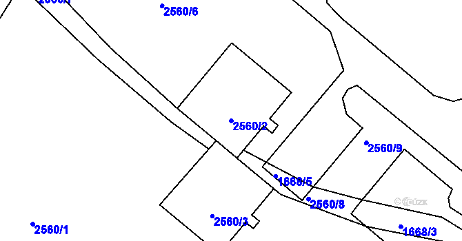 Parcela st. 2560/2 v KÚ Litoměřice, Katastrální mapa