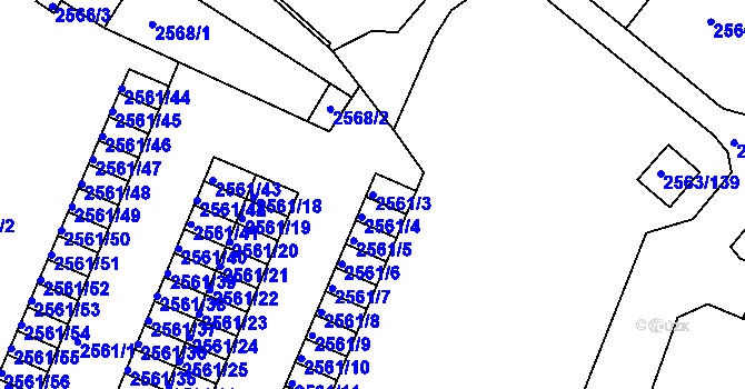 Parcela st. 2561/3 v KÚ Litoměřice, Katastrální mapa